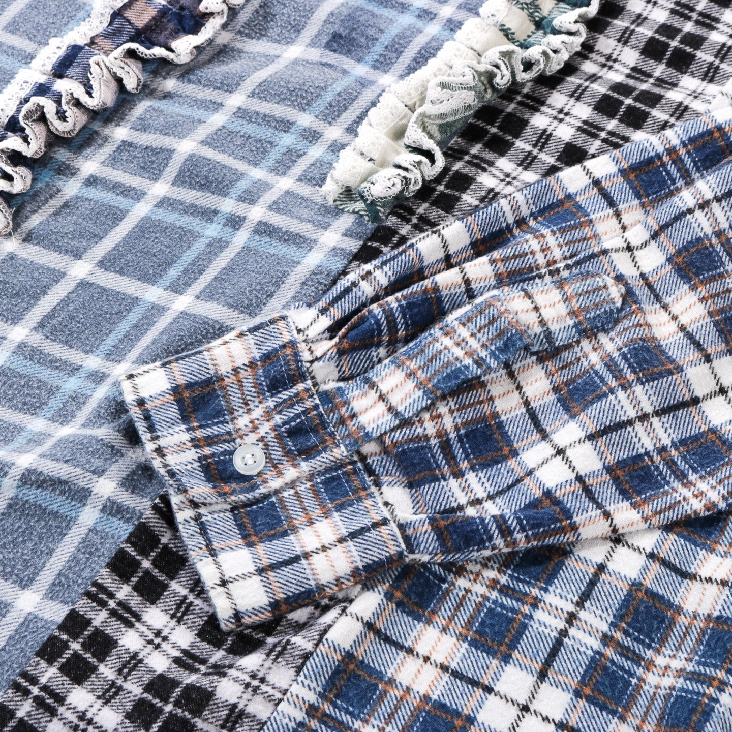 REBUILD BY NEEDLES FLANNEL SHIRT -> 5 CUTS FRILL - E