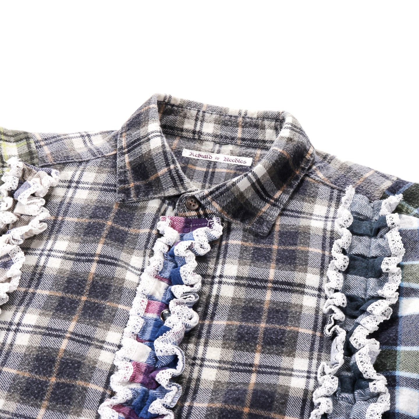 REBUILD BY NEEDLES FLANNEL SHIRT -> 5 CUTS FRILL - F