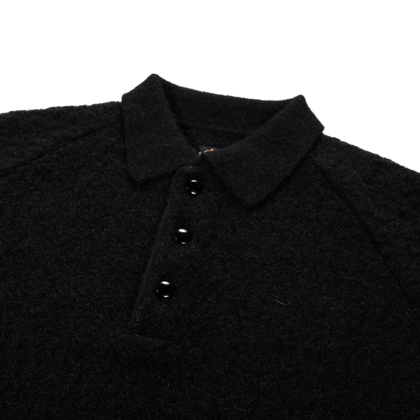 NEEDLES S/S POLO SWEATER CREPE WEAVE BLACK