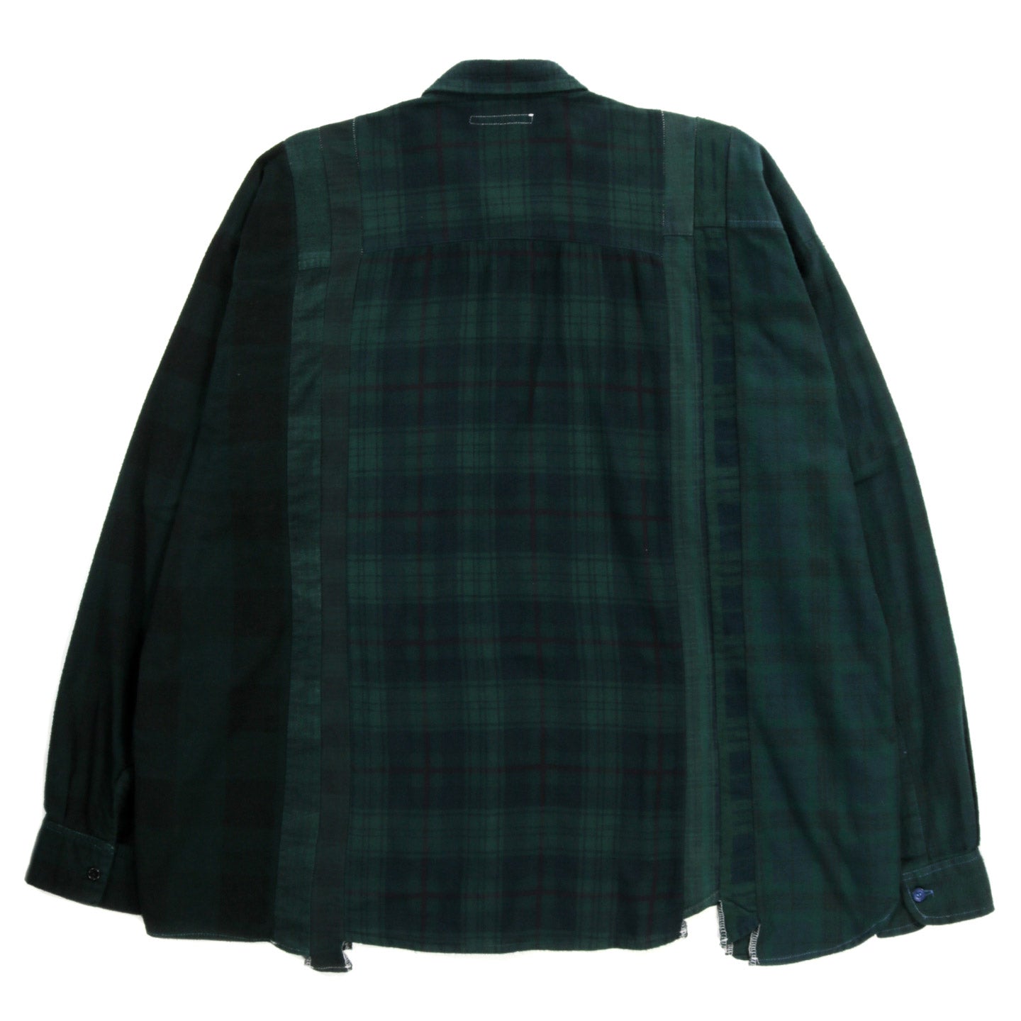REBUILD BY NEEDLES FLANNEL SHIRT 7 CUTS WIDE OVER DYE GREEN - B