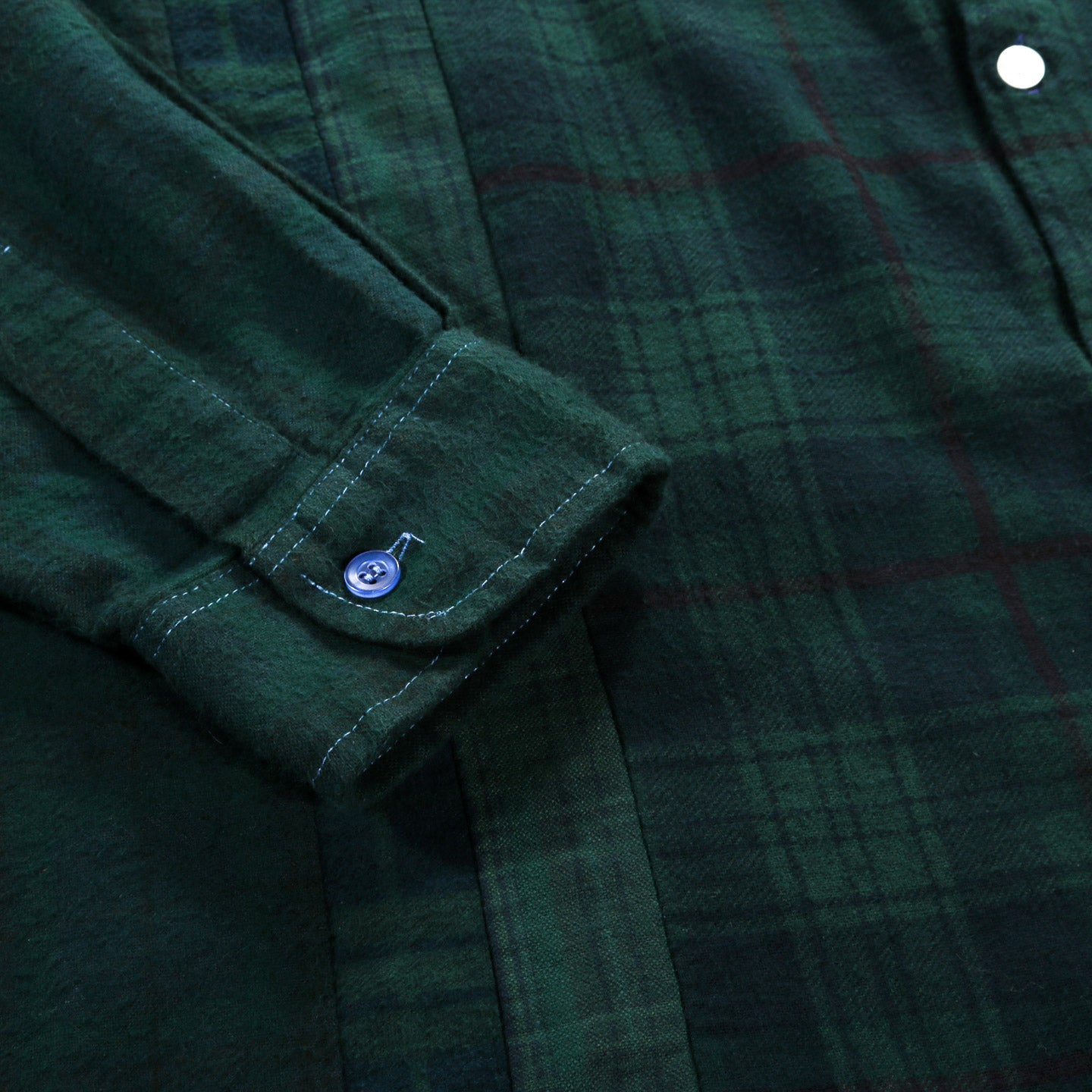 REBUILD BY NEEDLES FLANNEL SHIRT 7 CUTS WIDE OVER DYE GREEN - B