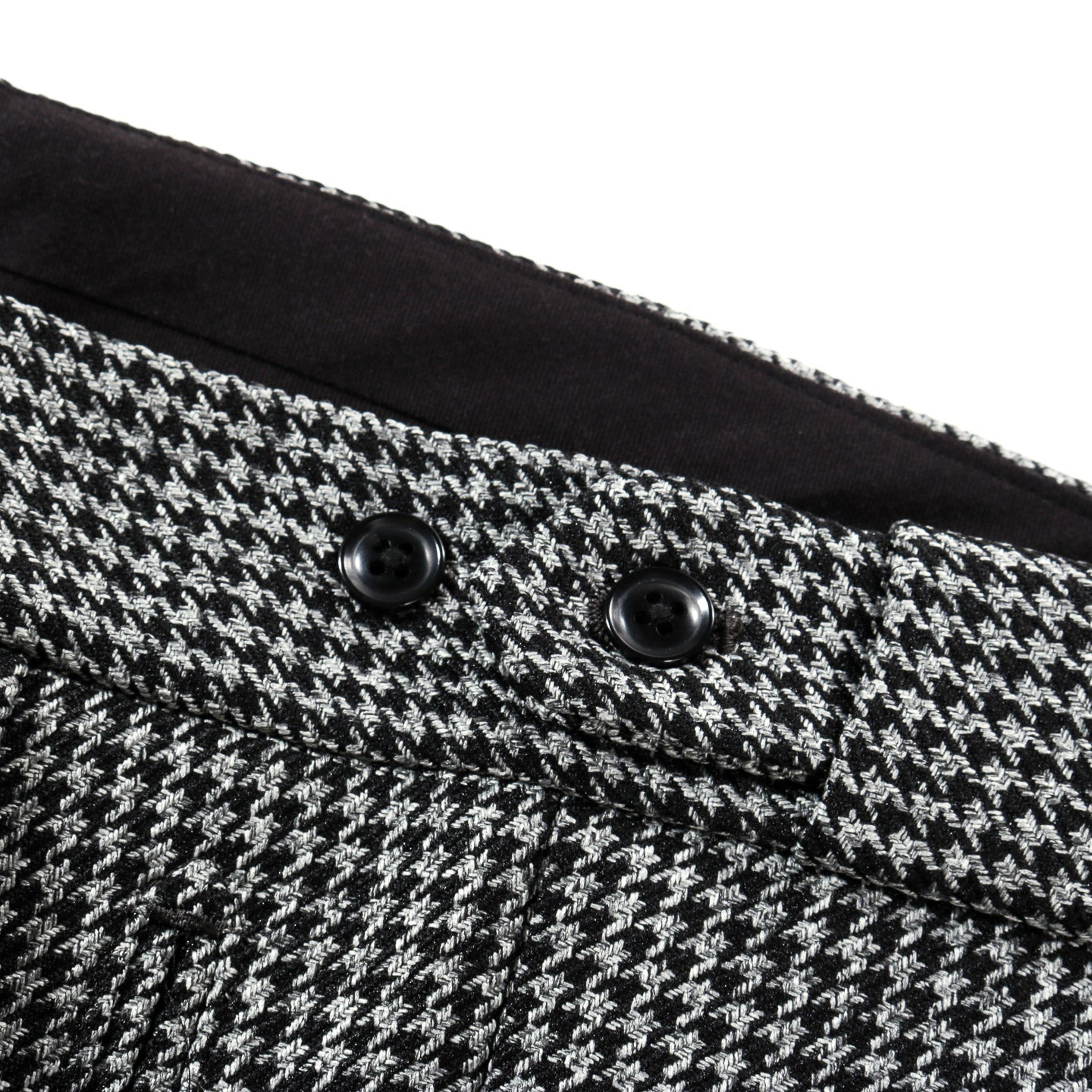 NEEDLES TUCKED SIDE TAB TROUSER POLY HOUNDSTOOTH GREY