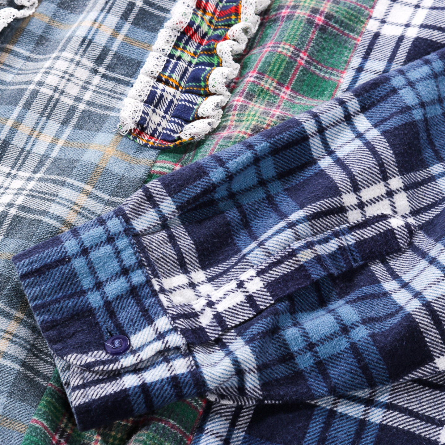 REBUILD BY NEEDLES FLANNEL SHIRT -> 5 CUTS FRILL - A
