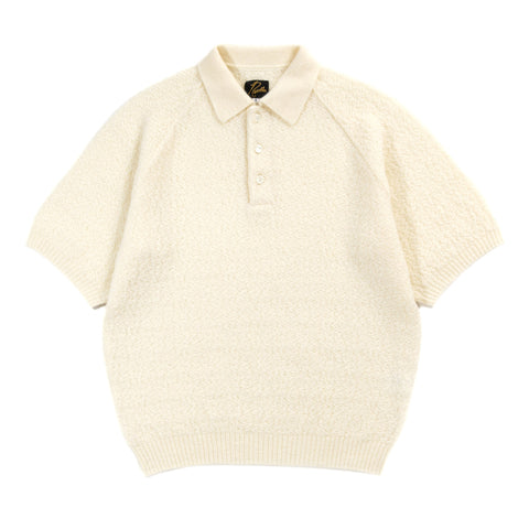 NEEDLES S/S POLO SWEATER CREPE WEAVE IVORY