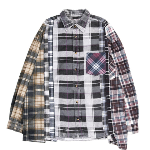 REBUILD BY NEEDLES FLANNEL SHIRT 7 CUTS WIDE - B