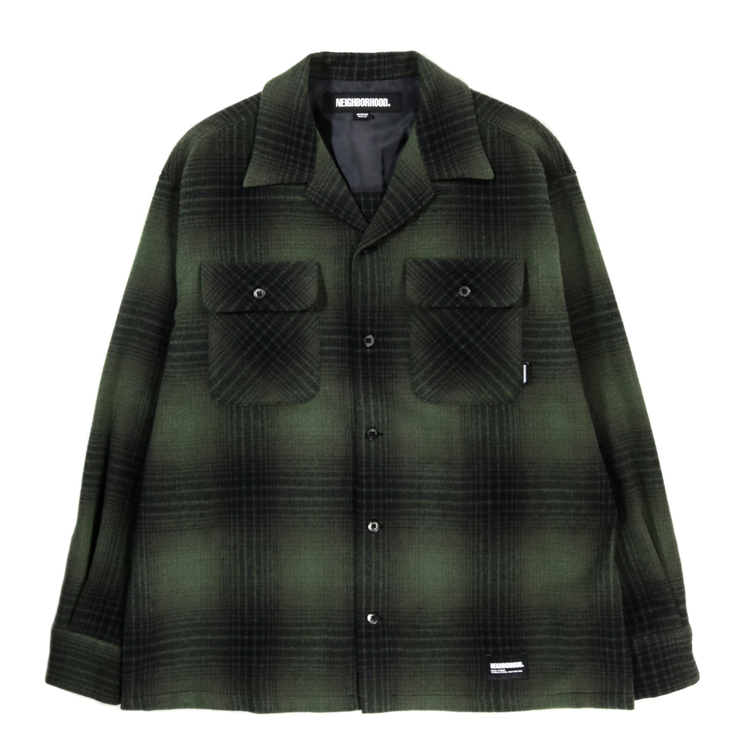 NEIGHBORHOOD WOOL OMBRE CHECK SHIRT GREEN