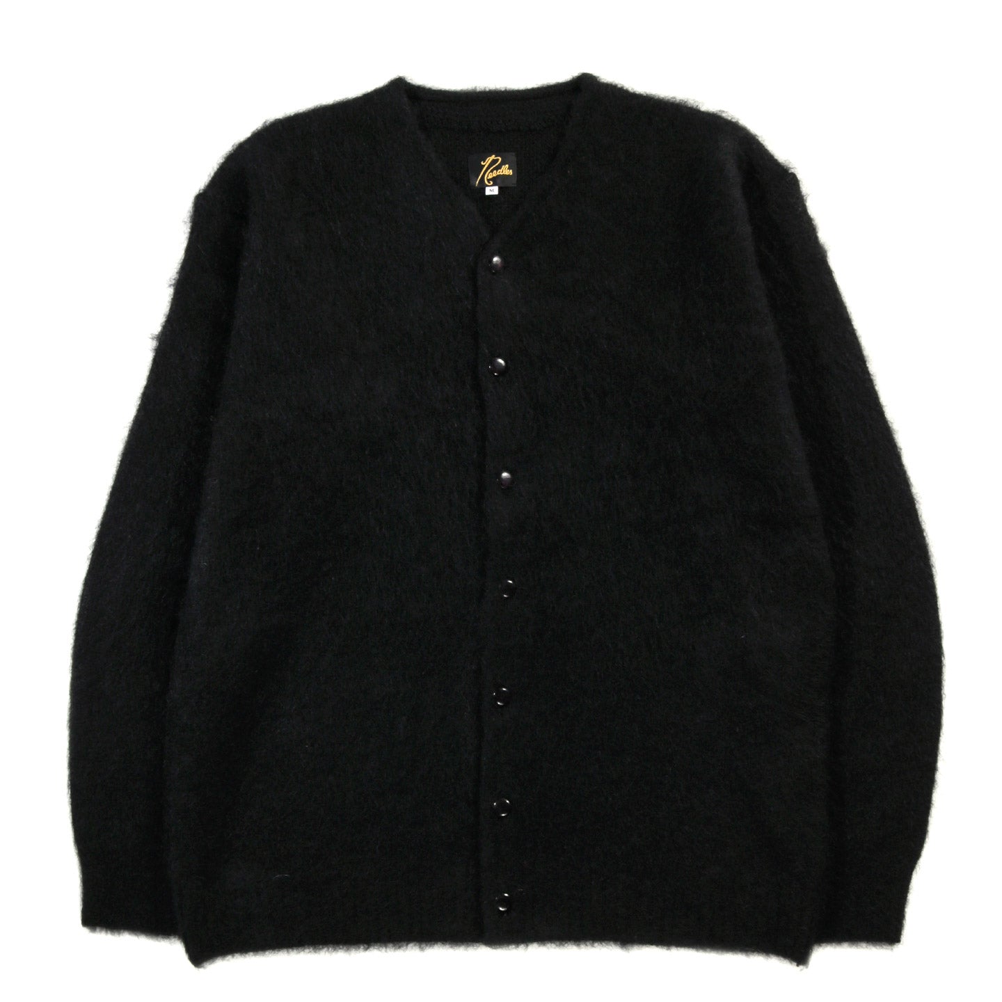 NEEDLES MOHAIR CREW NECK CARDIGAN SOLID BLACK
