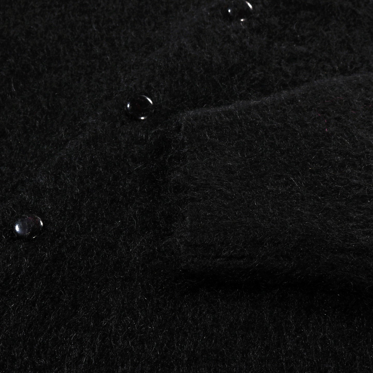 NEEDLES MOHAIR CREW NECK CARDIGAN SOLID BLACK