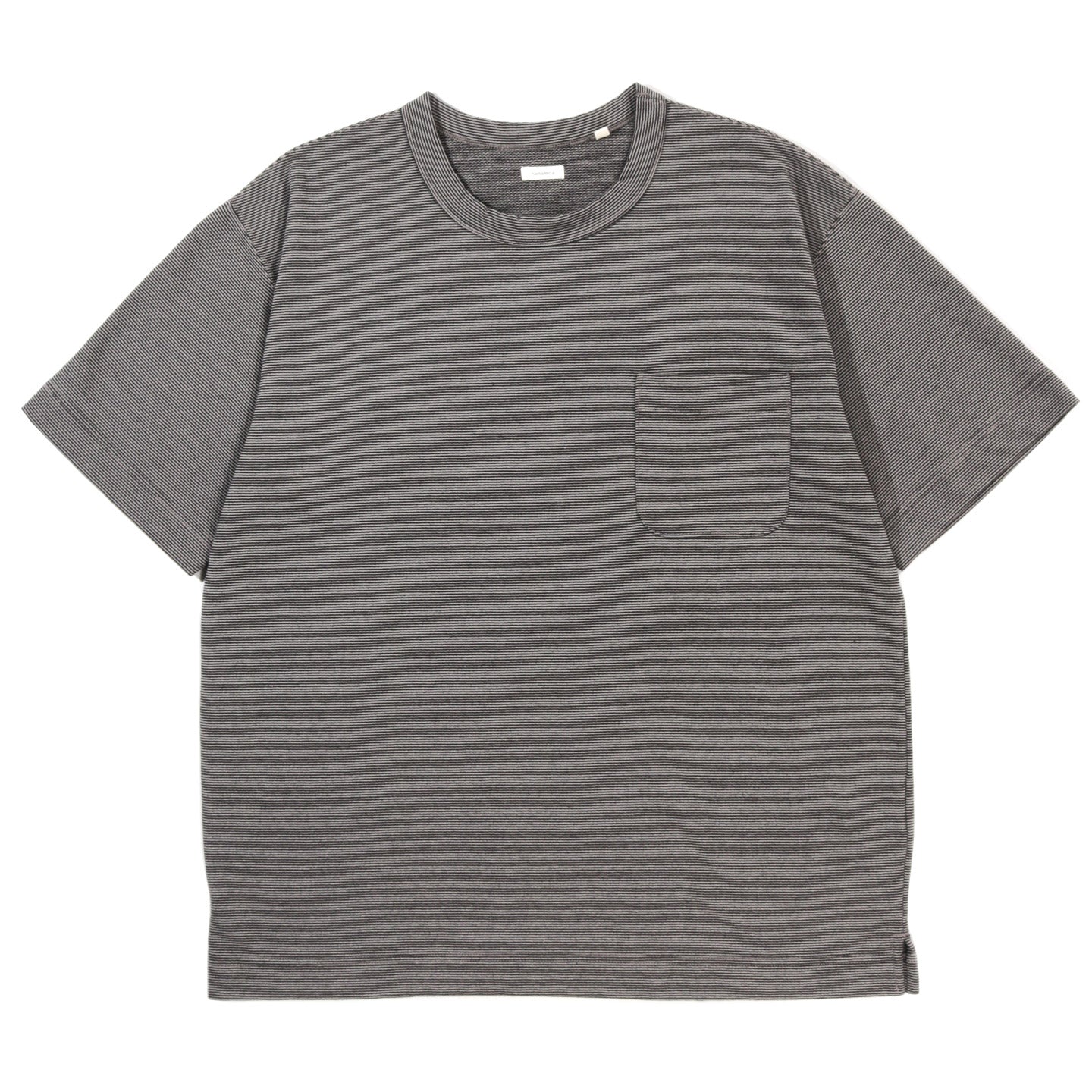 NANAMICA MICRO STRIPE POCKET TEE BLACK X GRAY