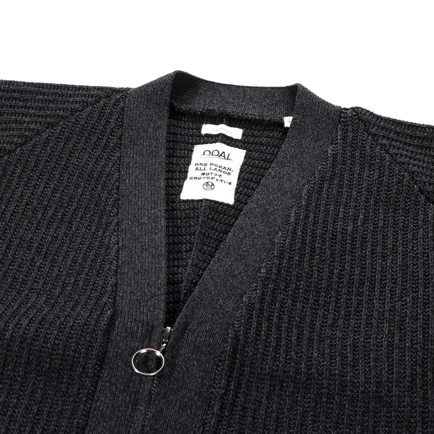NANAMICA 5G ZIP CARDIGAN BLACK