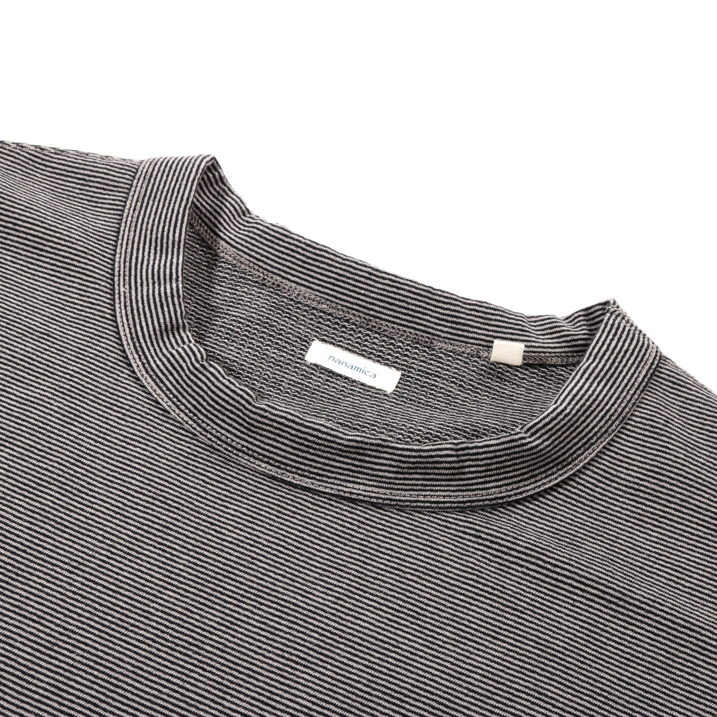 NANAMICA MICRO STRIPE POCKET TEE BLACK X GRAY