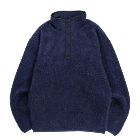 NANAMICA PULLOVER MOHAIR SWEATER NAVY