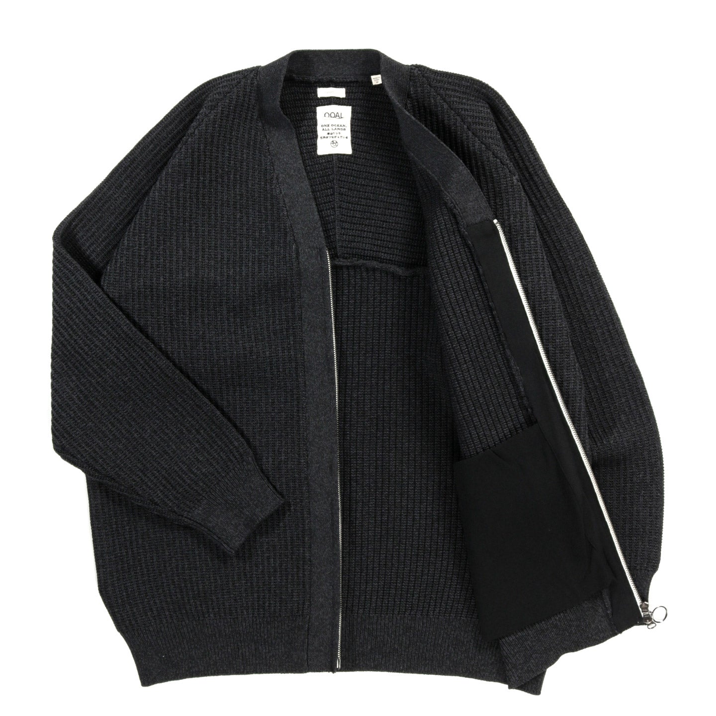 NANAMICA 5G ZIP CARDIGAN BLACK