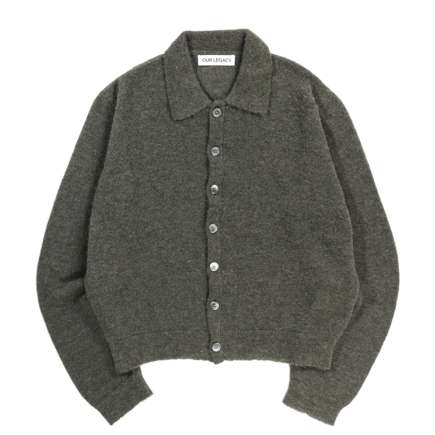 OUR LEGACY EVENING POLO MOSS GREEN FUZZY ALPACA