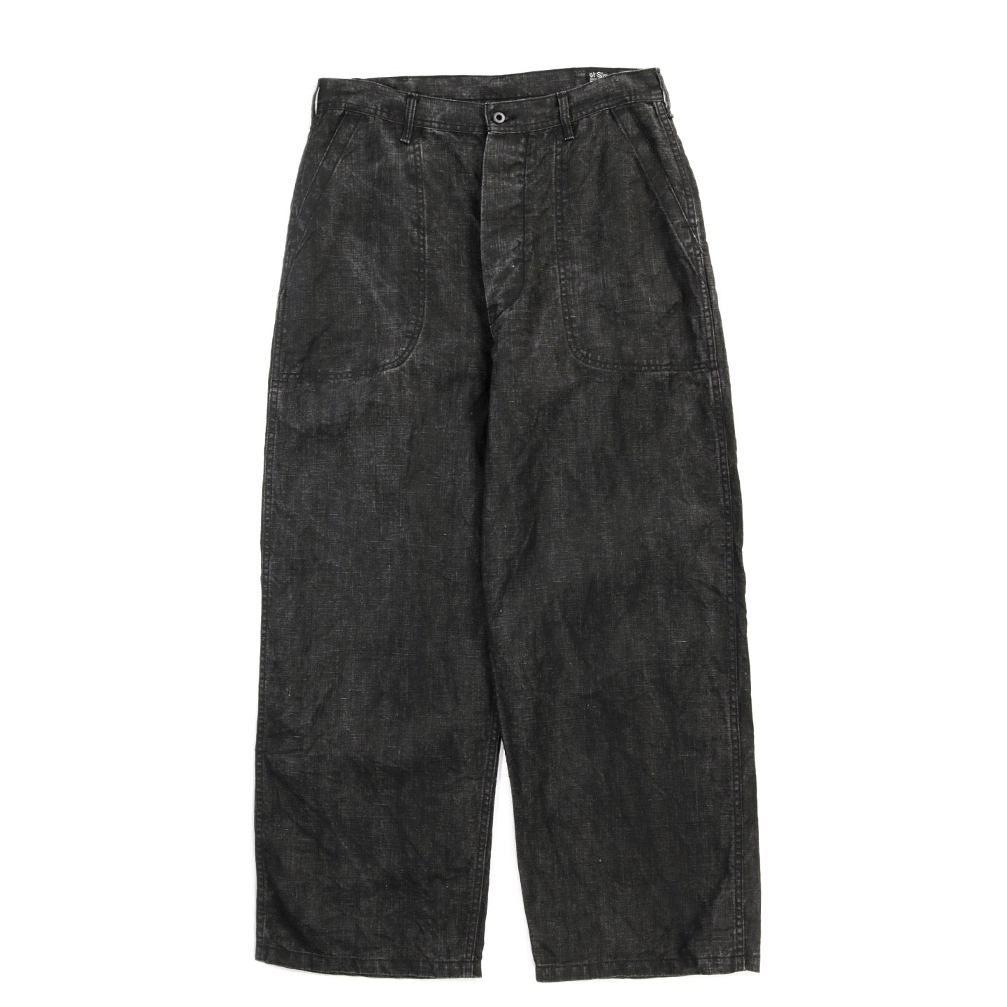 ORSLOW WWII 1940'S US NAVY SUMI COATED LINEN UTILITY TROUSERS BLACK