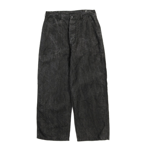 ORSLOW WWII 1940'S US NAVY SUMI COATED LINEN UTILITY TROUSERS BLACK