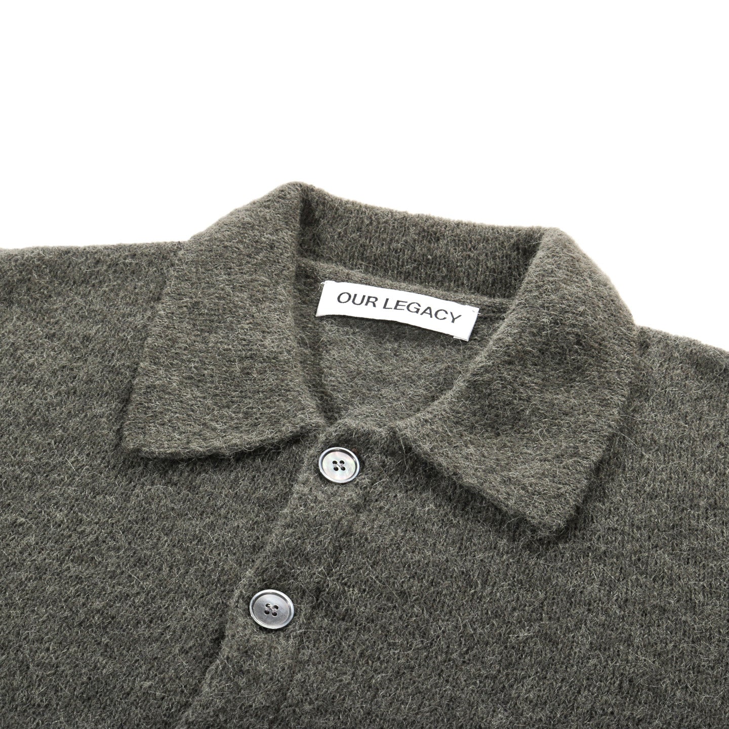 OUR LEGACY EVENING POLO MOSS GREEN FUZZY ALPACA