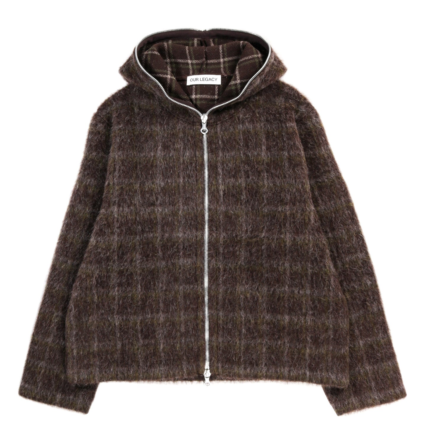 OUR LEGACY FULL ZIP HOOD DORF CHECK HAIRY WOOL