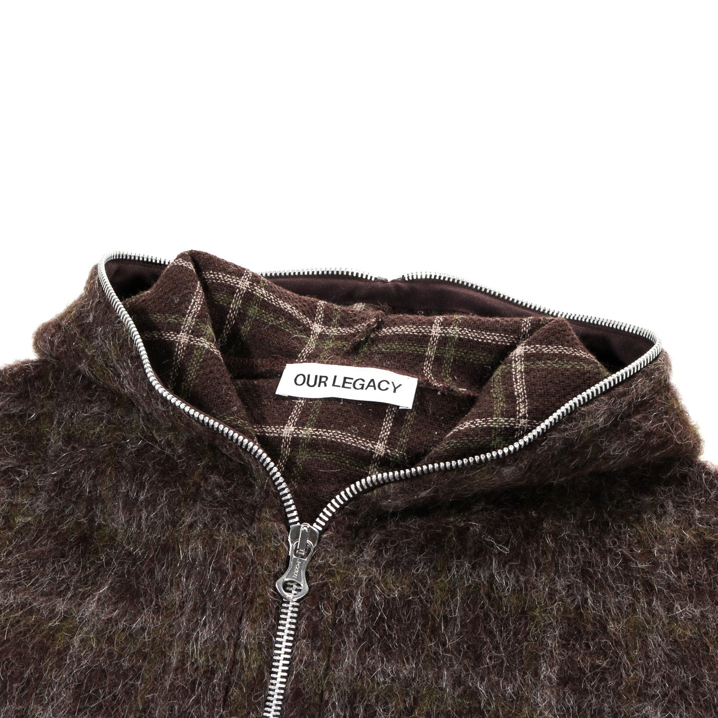 OUR LEGACY FULL ZIP HOOD DORF CHECK HAIRY WOOL