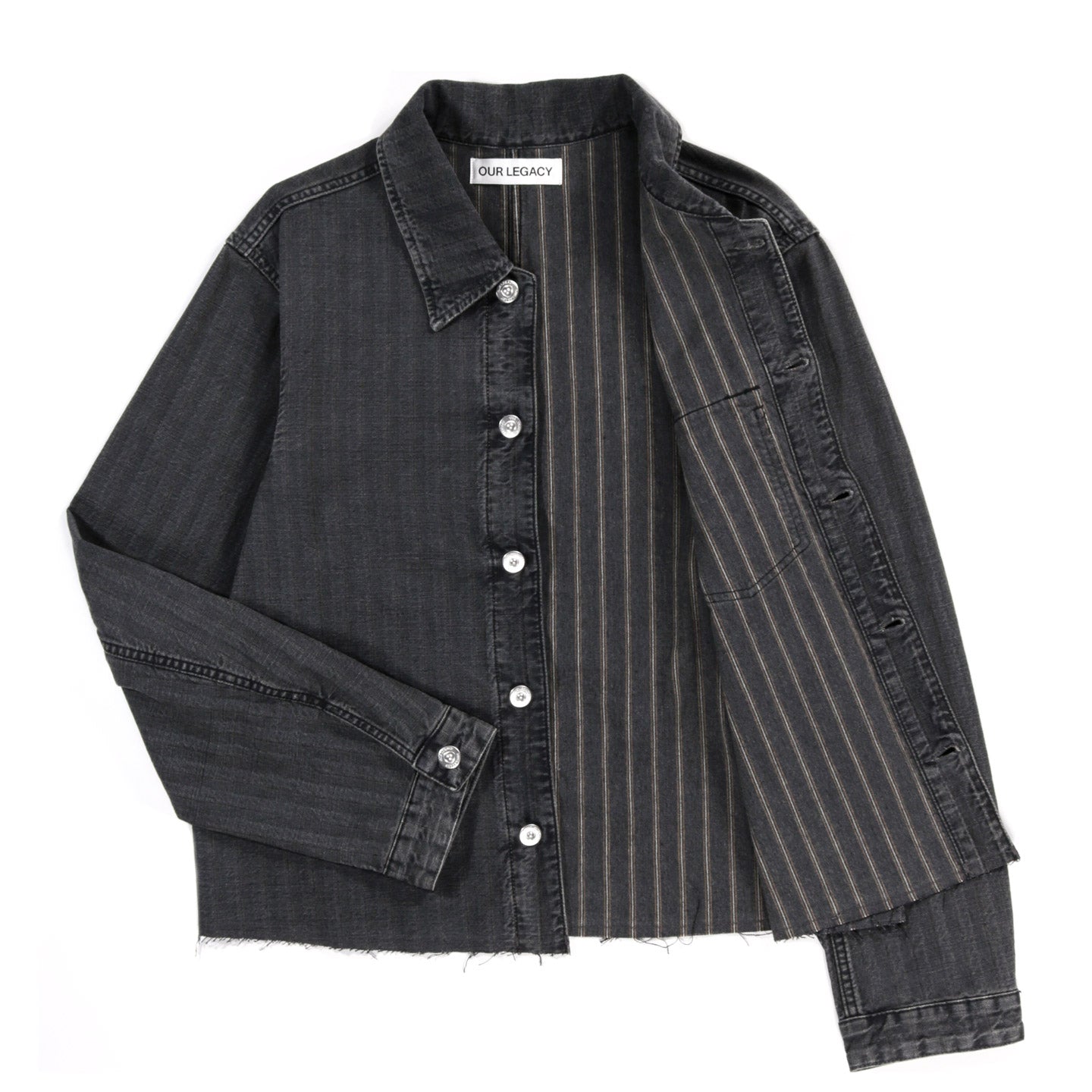 OUR LEGACY CUT REBIRTH JACKET WASHED GREY TORINO STRIPE | TODAY