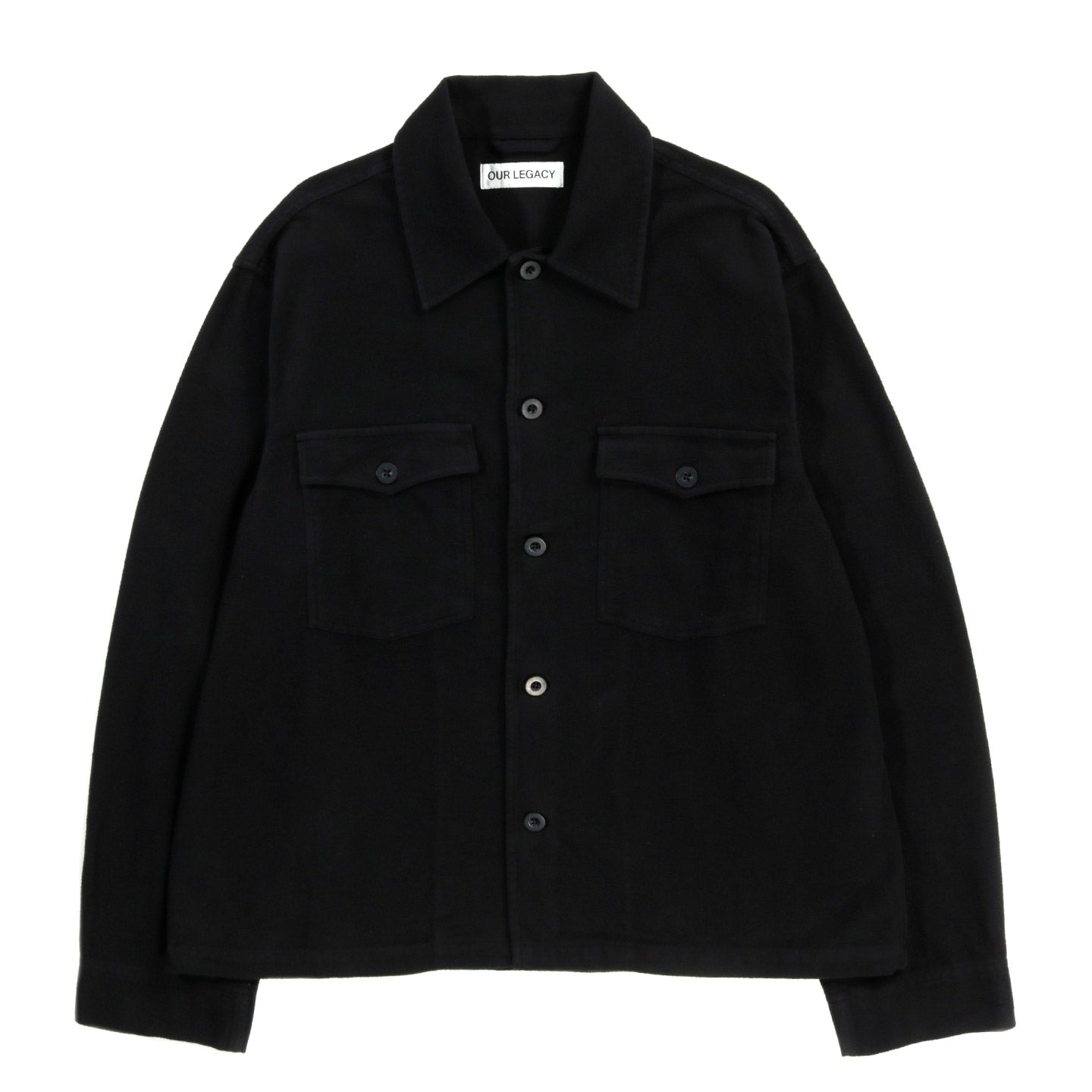 OUR LEGACY EVENING COACH JACKET BLACK BRUSHED COTTON