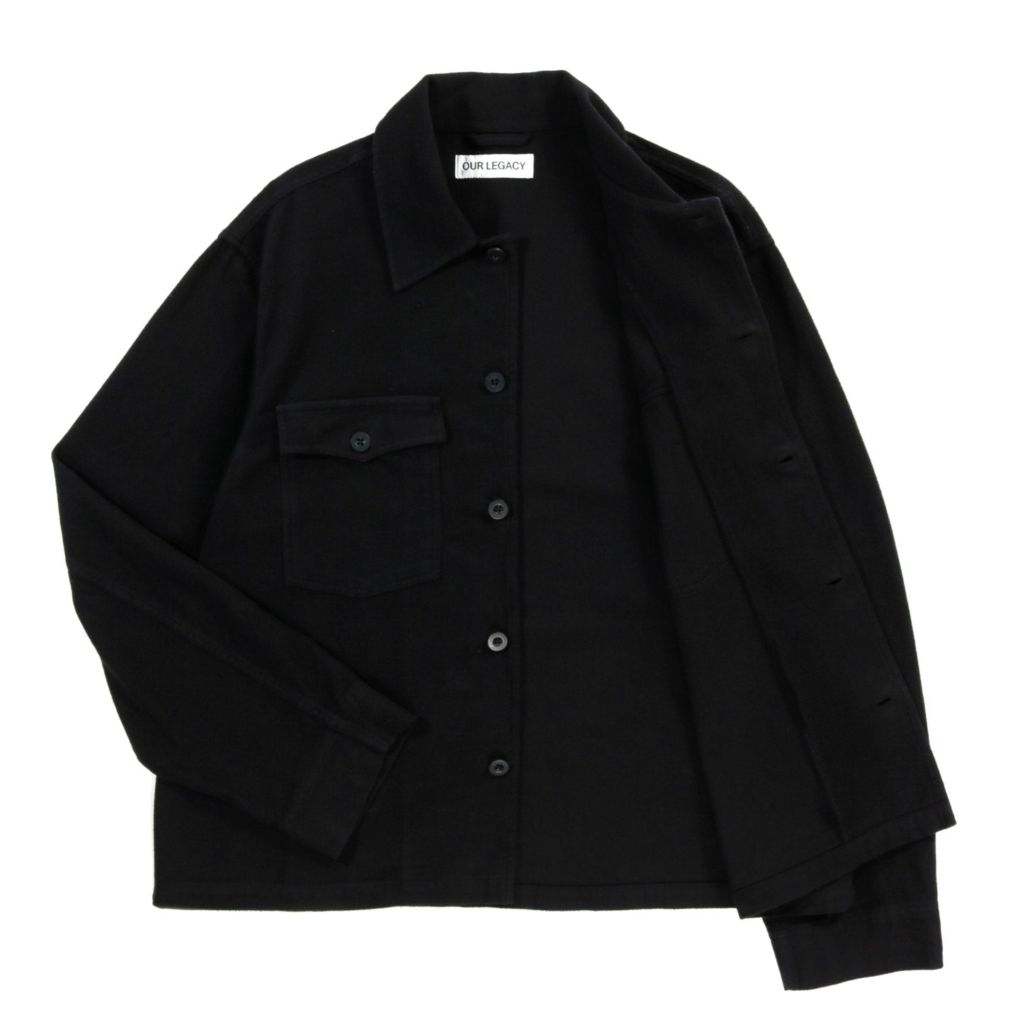 OUR LEGACY EVENING COACH JACKET BLACK BRUSHED COTTON