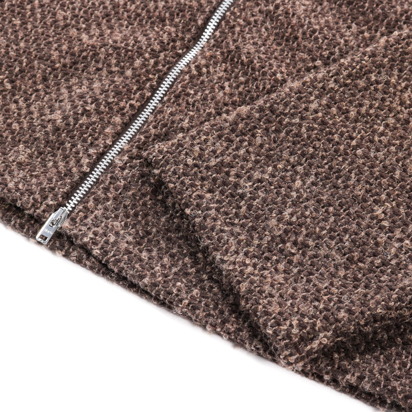 OUR LEGACY SHRUNKEN FULL ZIP POLO BROWN SPARSE BUCKLE WEAVE