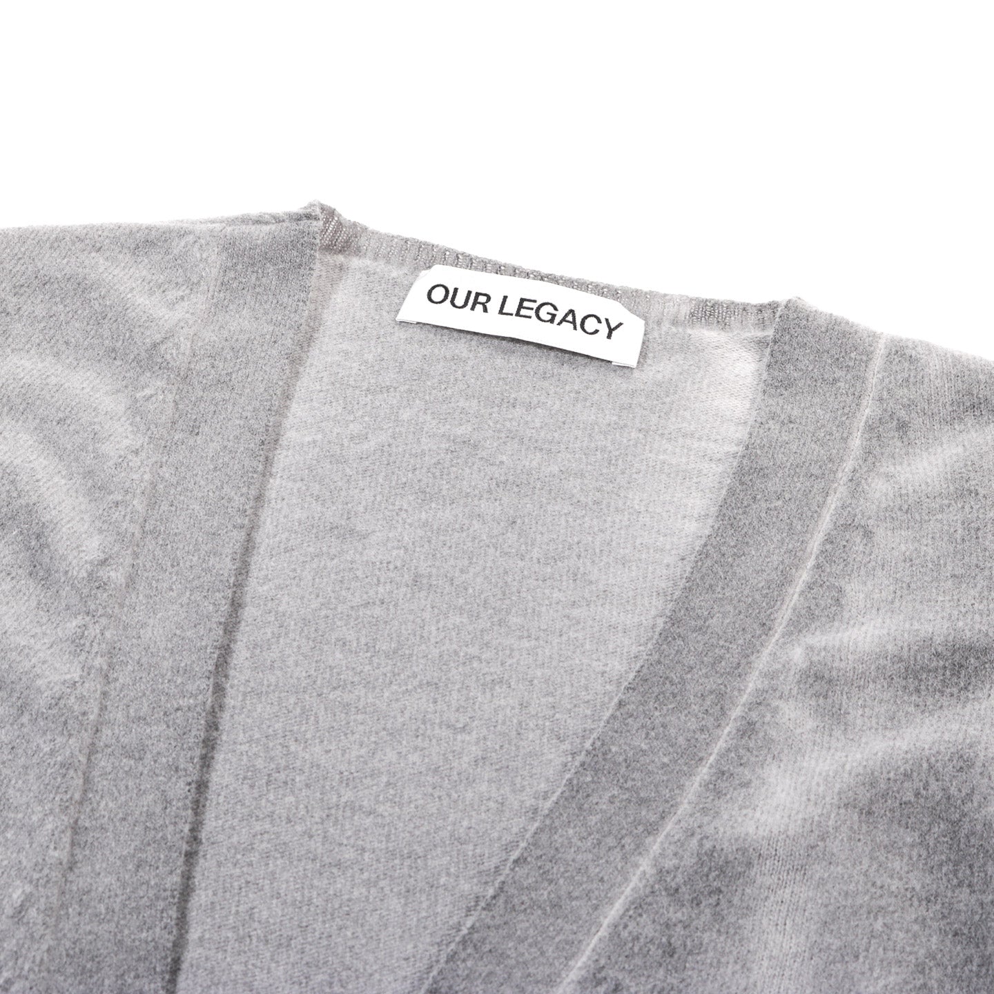 OUR LEGACY PARALLEL CARDIGAN GREY SPRAY DYE CHERUB WOOL