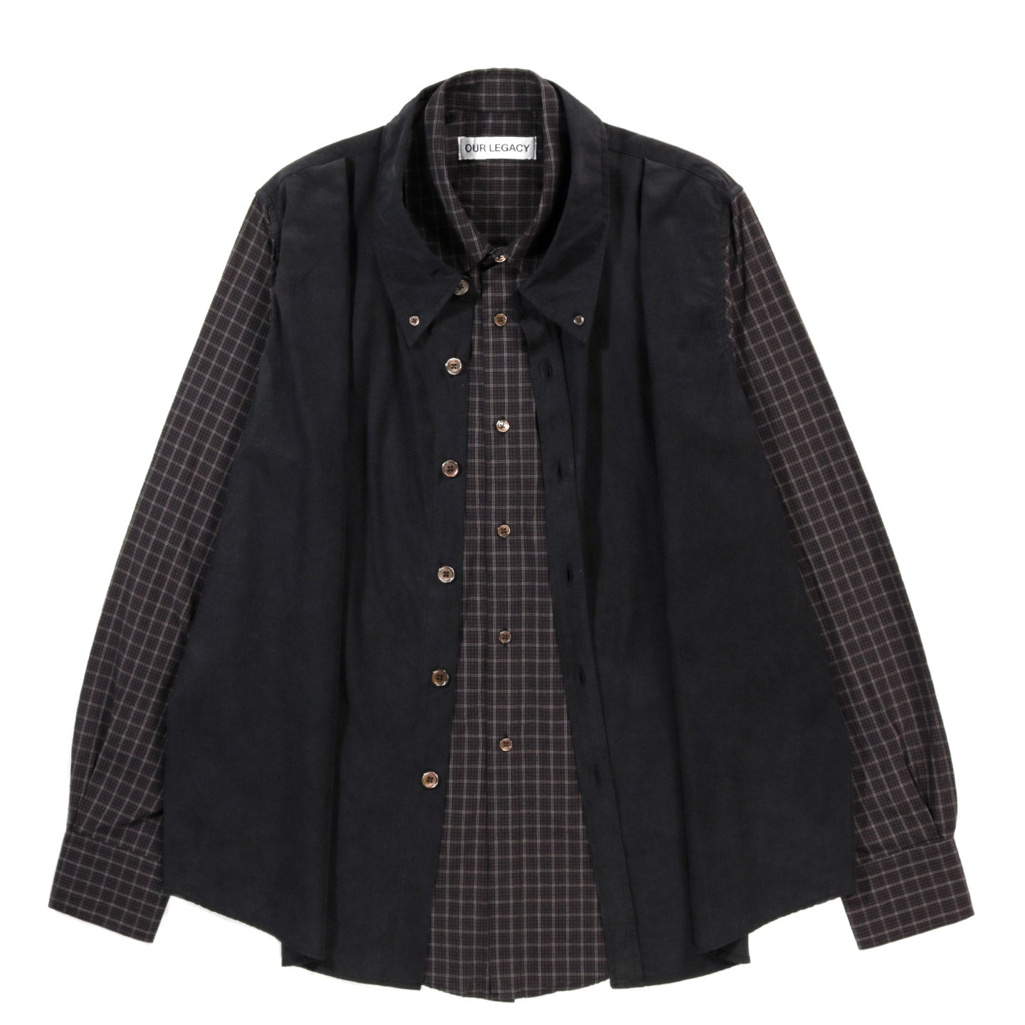 OUR LEGACY DOUBLE BORROWED SHIRT BLACK FAUX LUMBERJACK CHECK