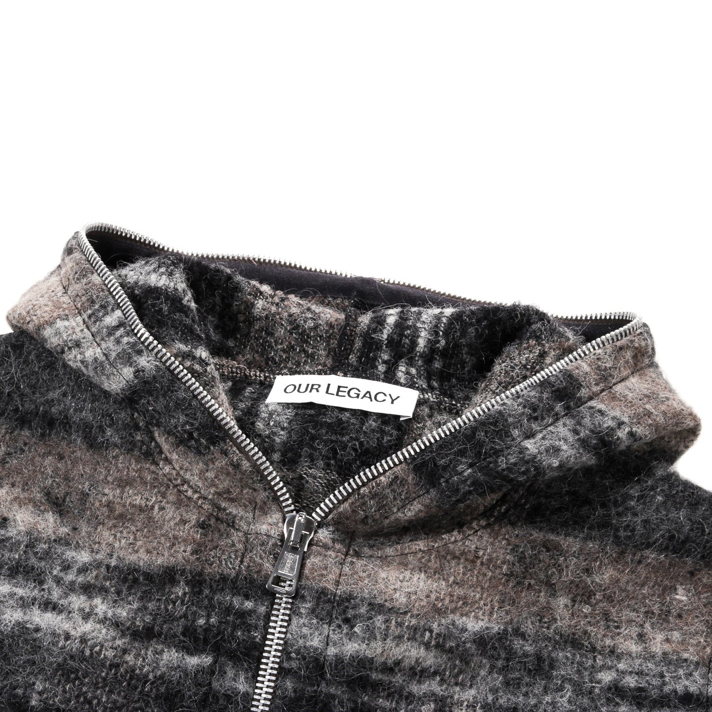 OUR LEGACY FULL ZIP HOOD NIGHT WOODS CHECK LOFTY WOOL