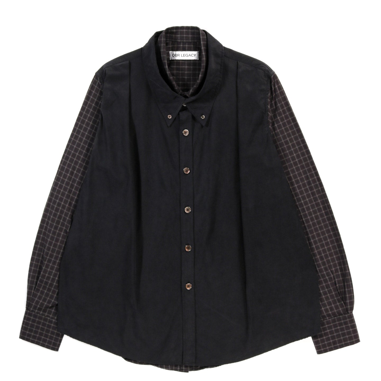 OUR LEGACY DOUBLE BORROWED SHIRT BLACK FAUX LUMBERJACK CHECK