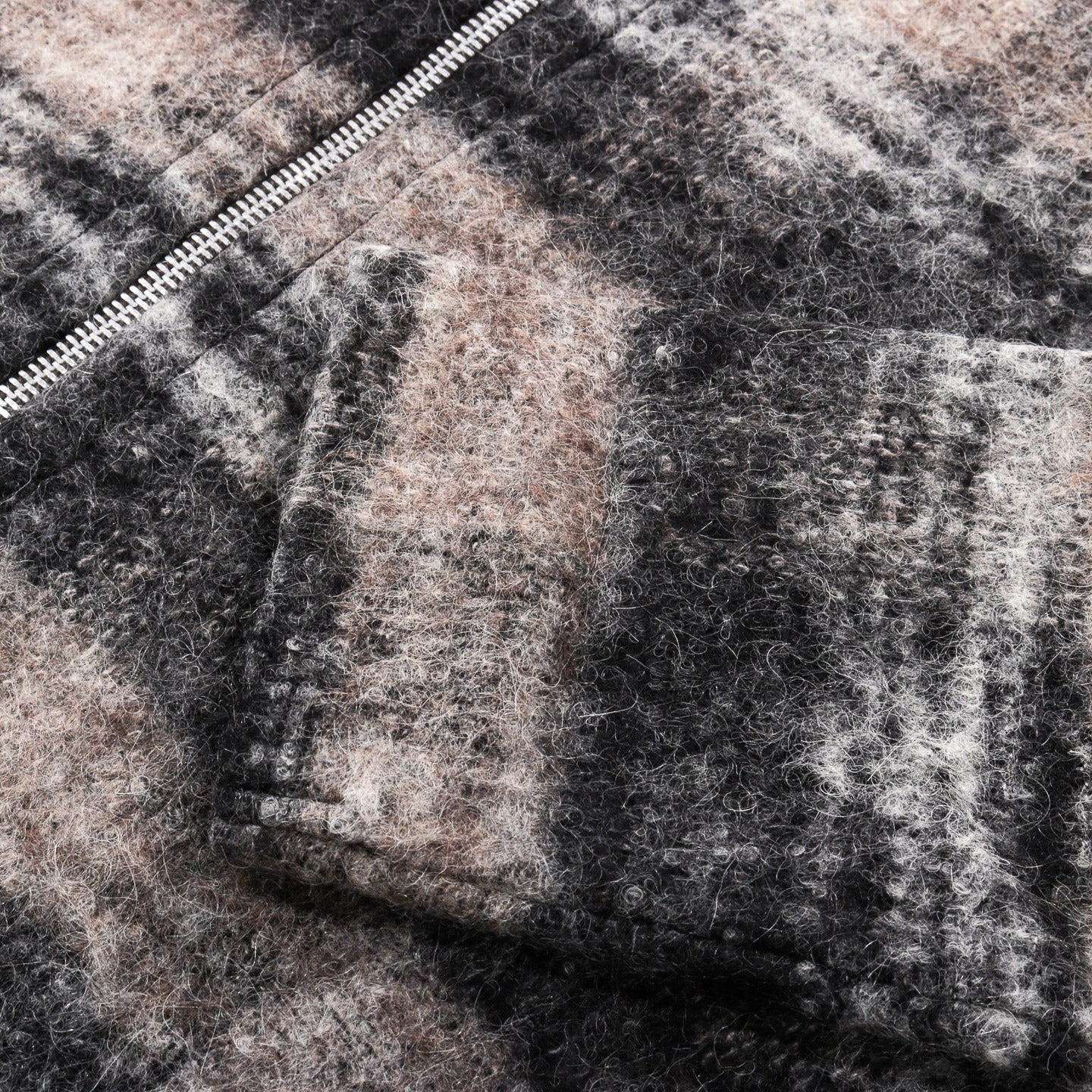 OUR LEGACY FULL ZIP HOOD NIGHT WOODS CHECK LOFTY WOOL