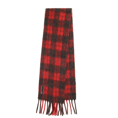 OUR LEGACY ESTATE SCARF BURNT RED PLAID FUZZY ALPACA