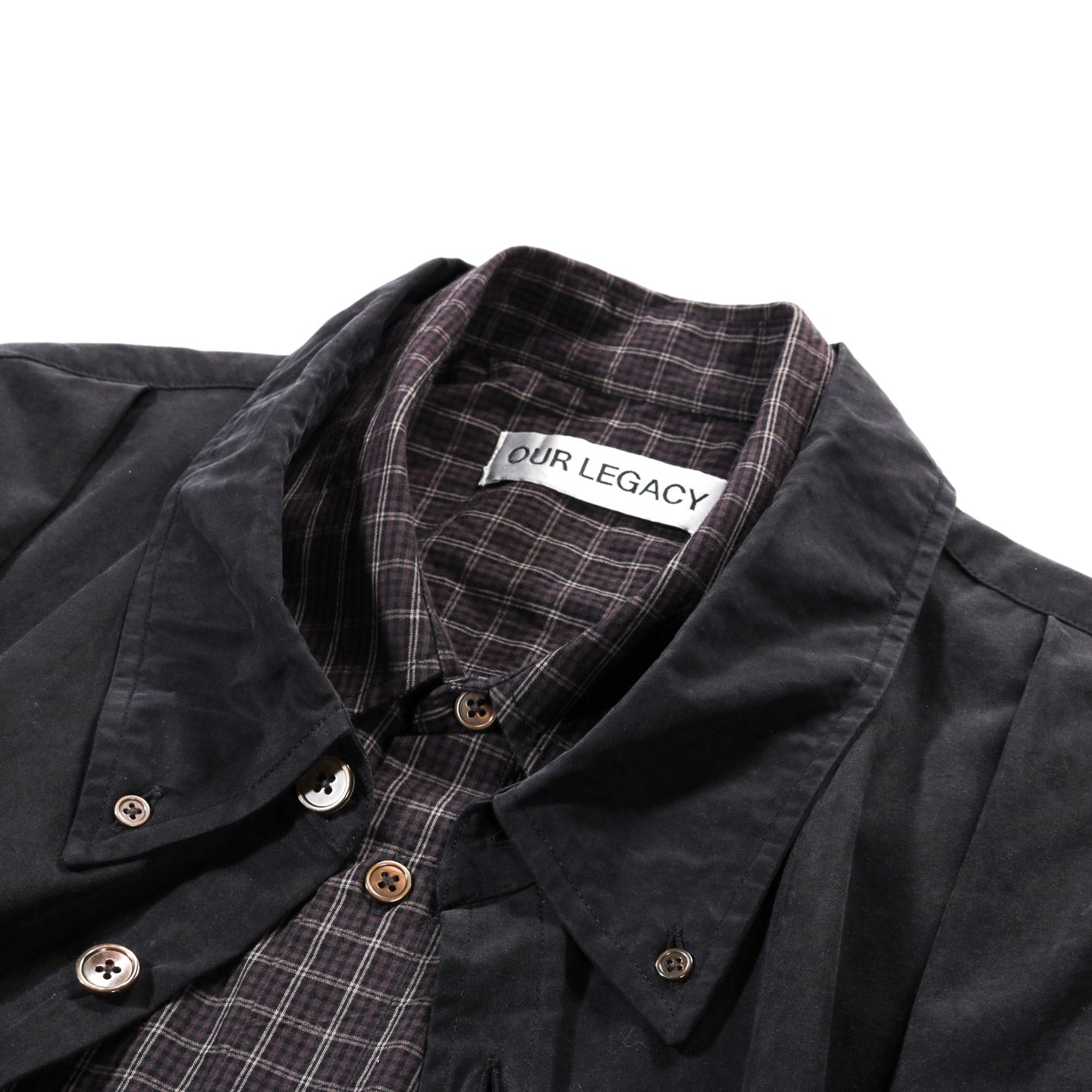 OUR LEGACY DOUBLE BORROWED SHIRT BLACK FAUX LUMBERJACK CHECK
