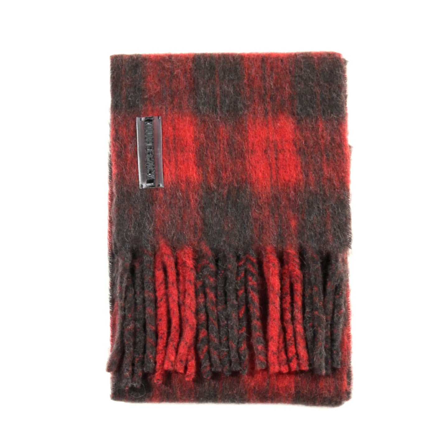 OUR LEGACY ESTATE SCARF BURNT RED PLAID FUZZY ALPACA