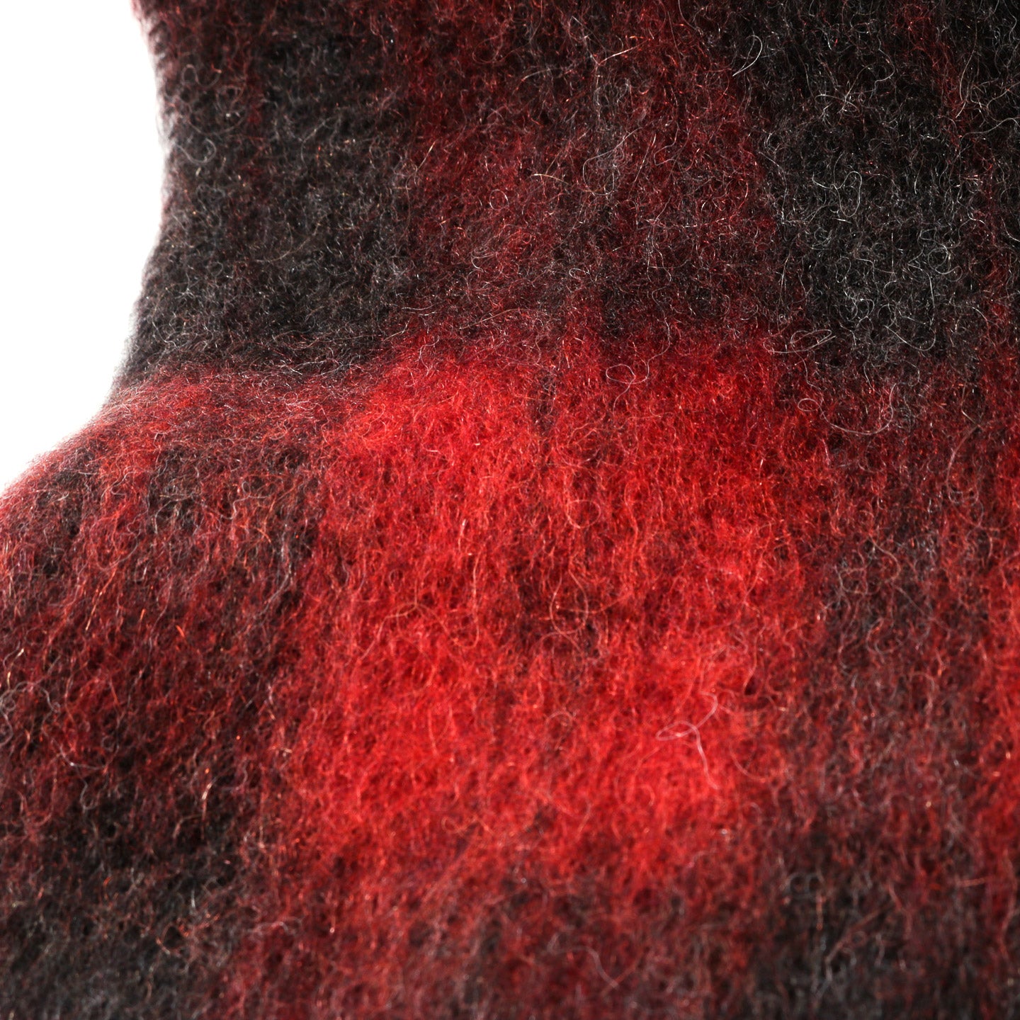 OUR LEGACY ESTATE SCARF BURNT RED PLAID FUZZY ALPACA
