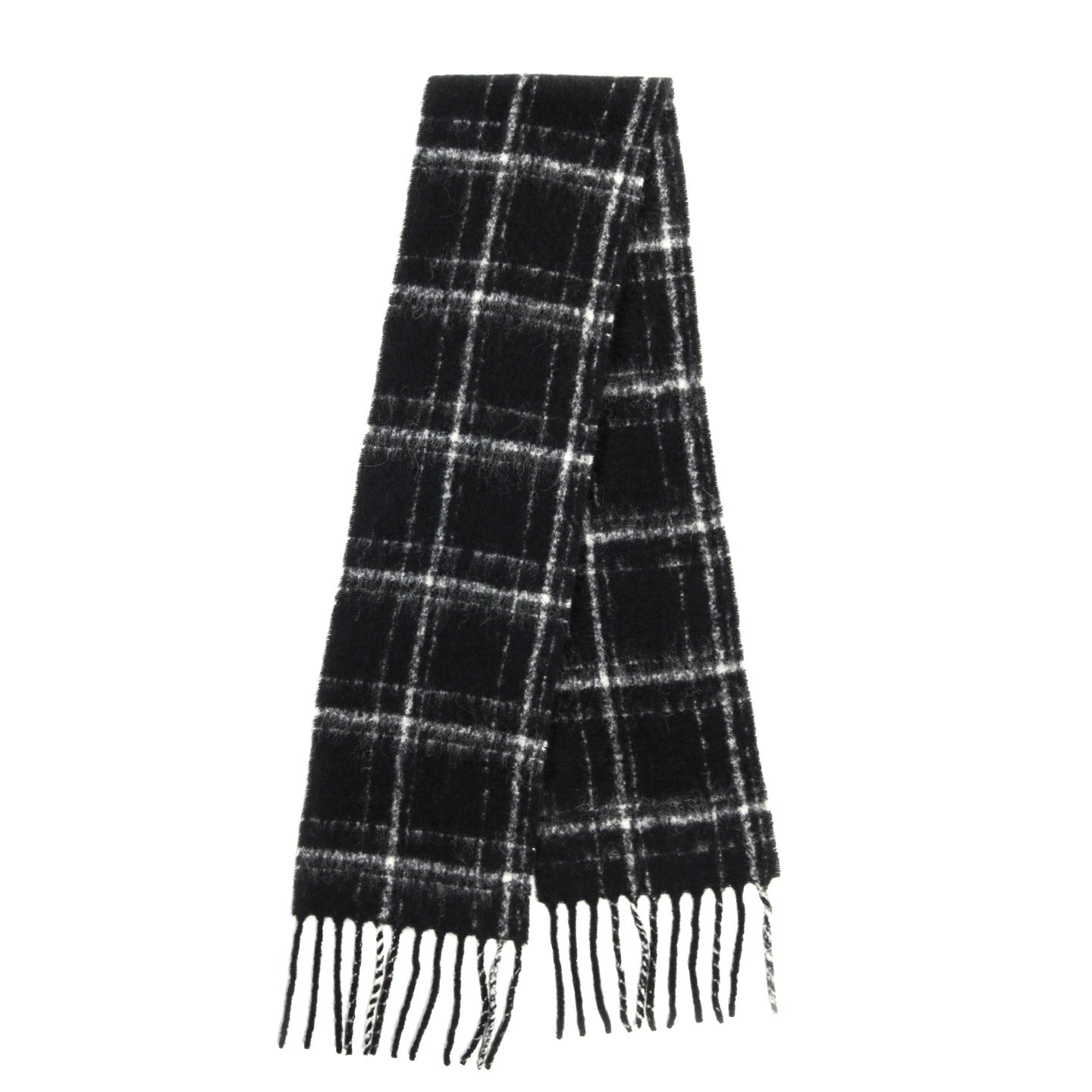 OUR LEGACY ESTATE SCARF BLACK FUZZY ALPACA CHECK