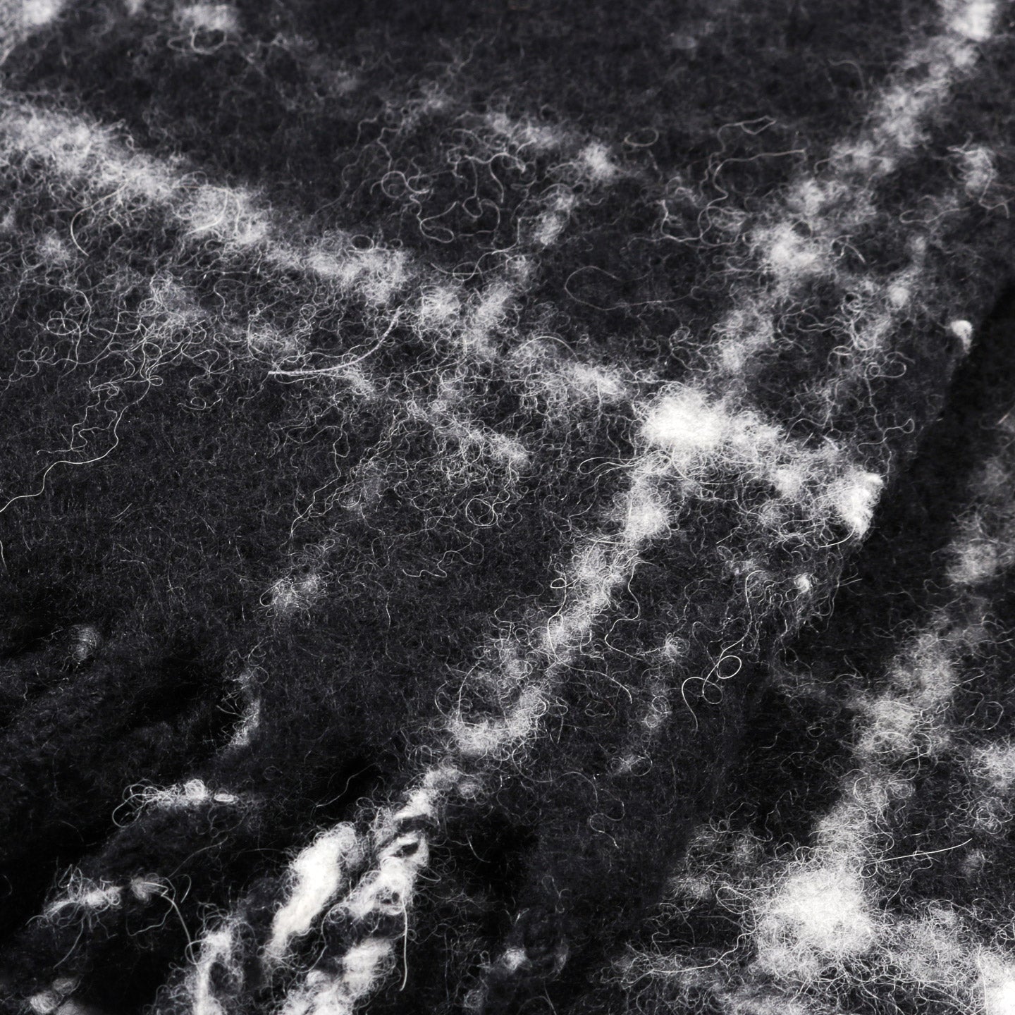 【OUR LEGACY】ESTATE SCARF / Black Check Our Legacy Men's Estate Alpaca Scarf in Black Fuzzy Alpaca