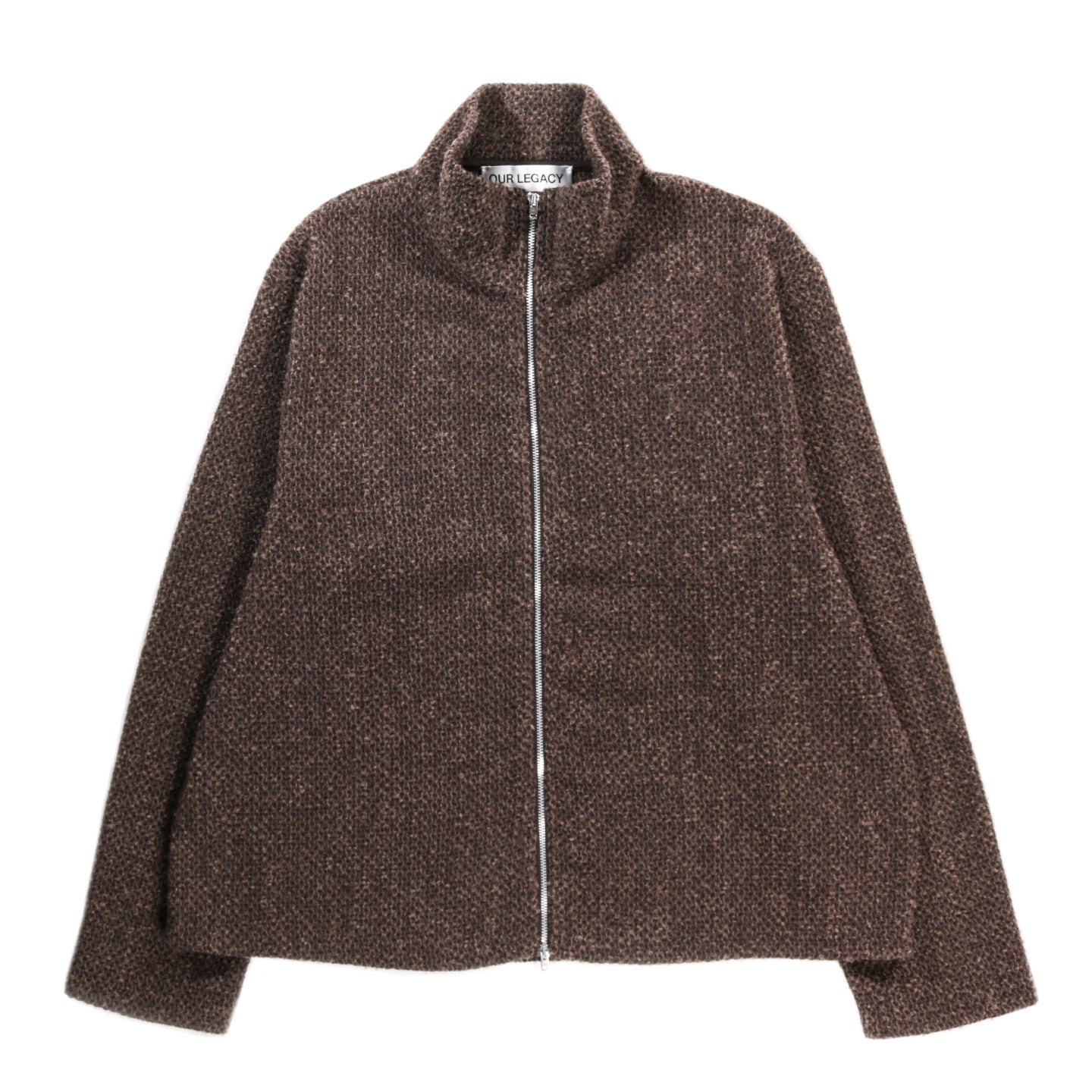 OUR LEGACY SHRUNKEN FULL ZIP POLO BROWN SPARSE BUCKLE WEAVE