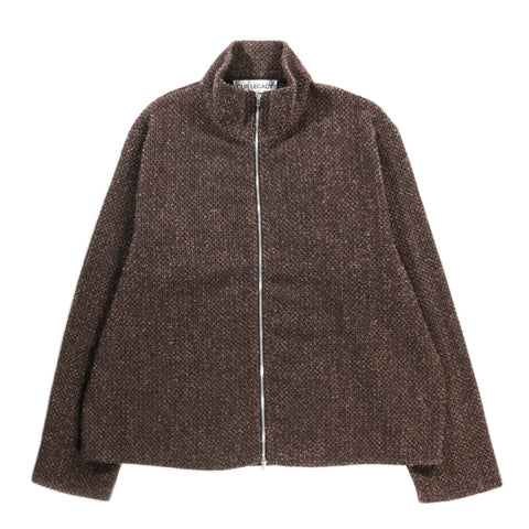 OUR LEGACY SHRUNKEN FULL ZIP POLO BROWN SPARSE BUCKLE WEAVE