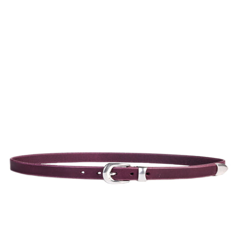 OUR LEGACY BELT 2CM SHADOW BERRY LEATHER