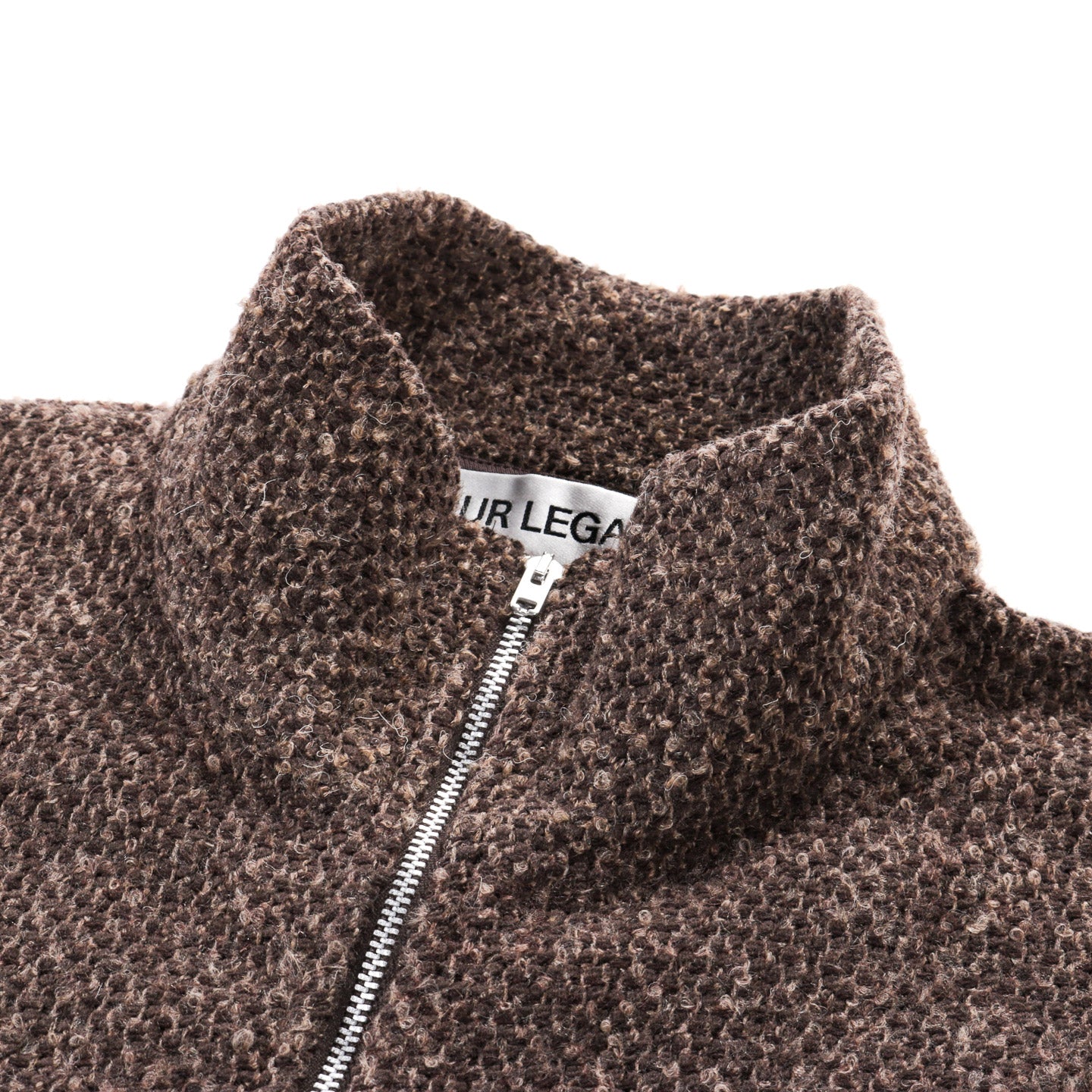 OUR LEGACY SHRUNKEN FULL ZIP POLO BROWN SPARSE BUCKLE WEAVE