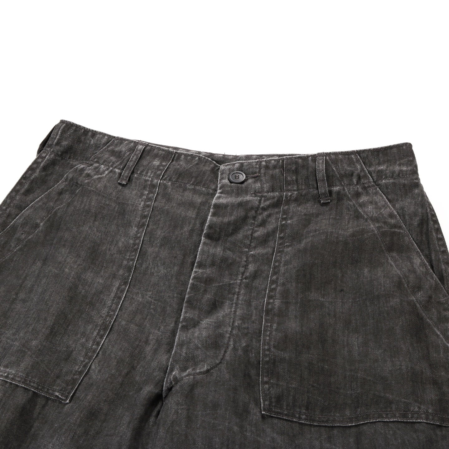 ORSLOW SUMI DYED LINEN SUMMER FATIGUE PANTS CHARCOAL GRAY
