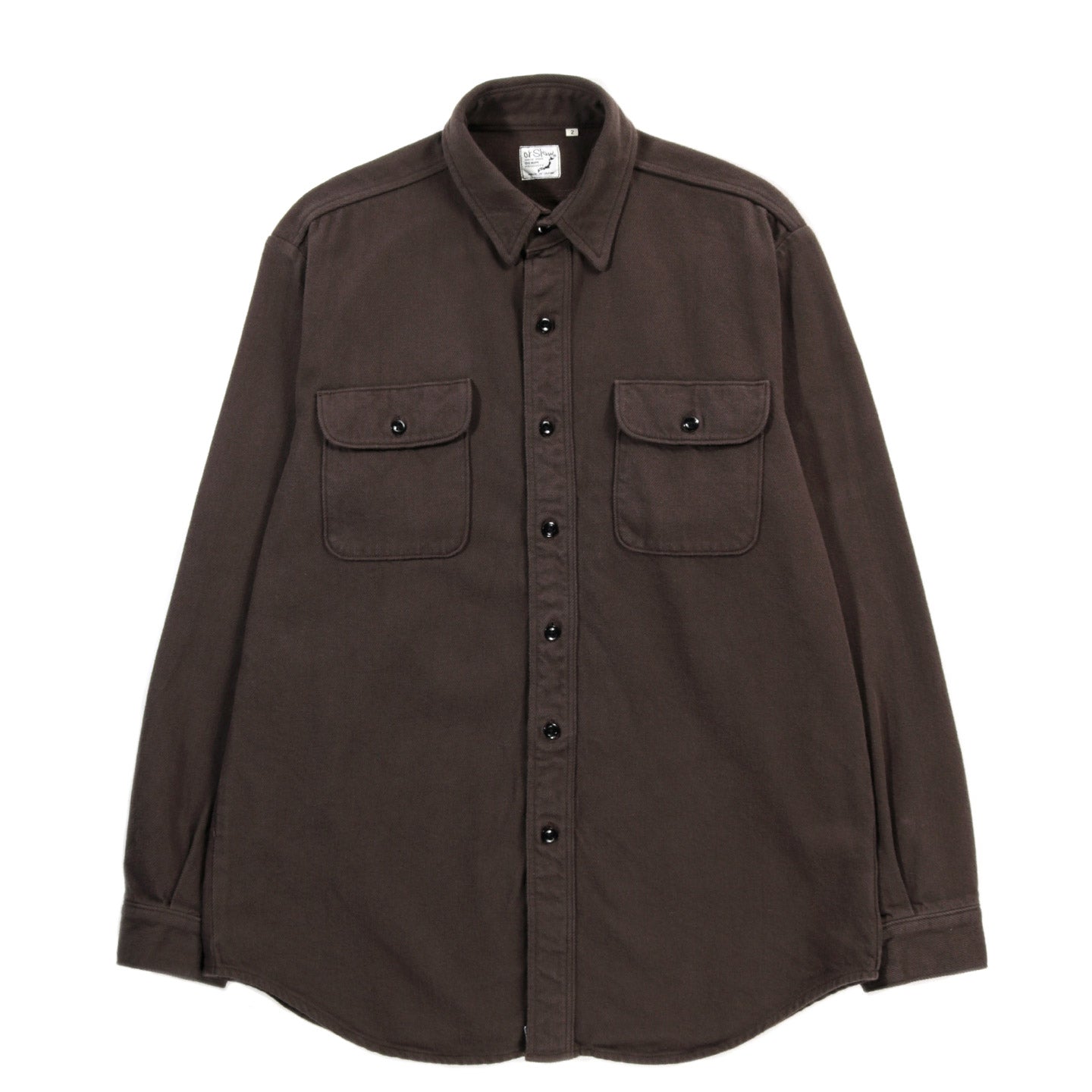 ORSLOW ORGANIC COTTON RELAX FIT FLANNEL SHIRT COFFEE BROWN