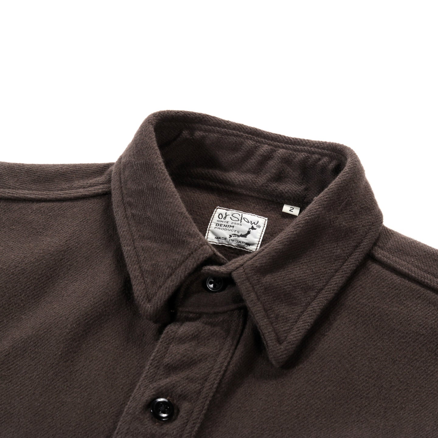 ORSLOW ORGANIC COTTON RELAX FIT FLANNEL SHIRT COFFEE BROWN