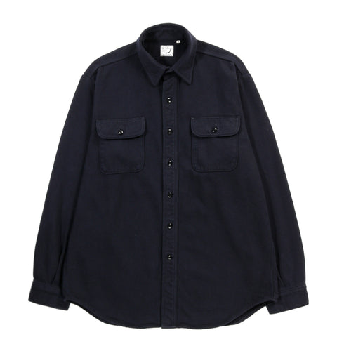 ORSLOW ORGANIC COTTON RELAX FIT FLANNEL SHIRT NAVY