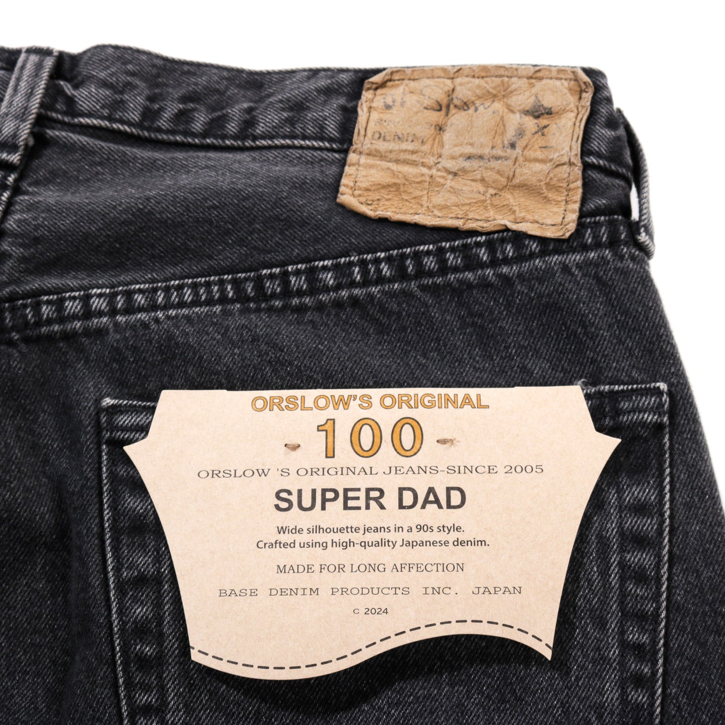 ORSLOW 100 SUPER DAD'S DENIM PANTS BLACK STONEWASH