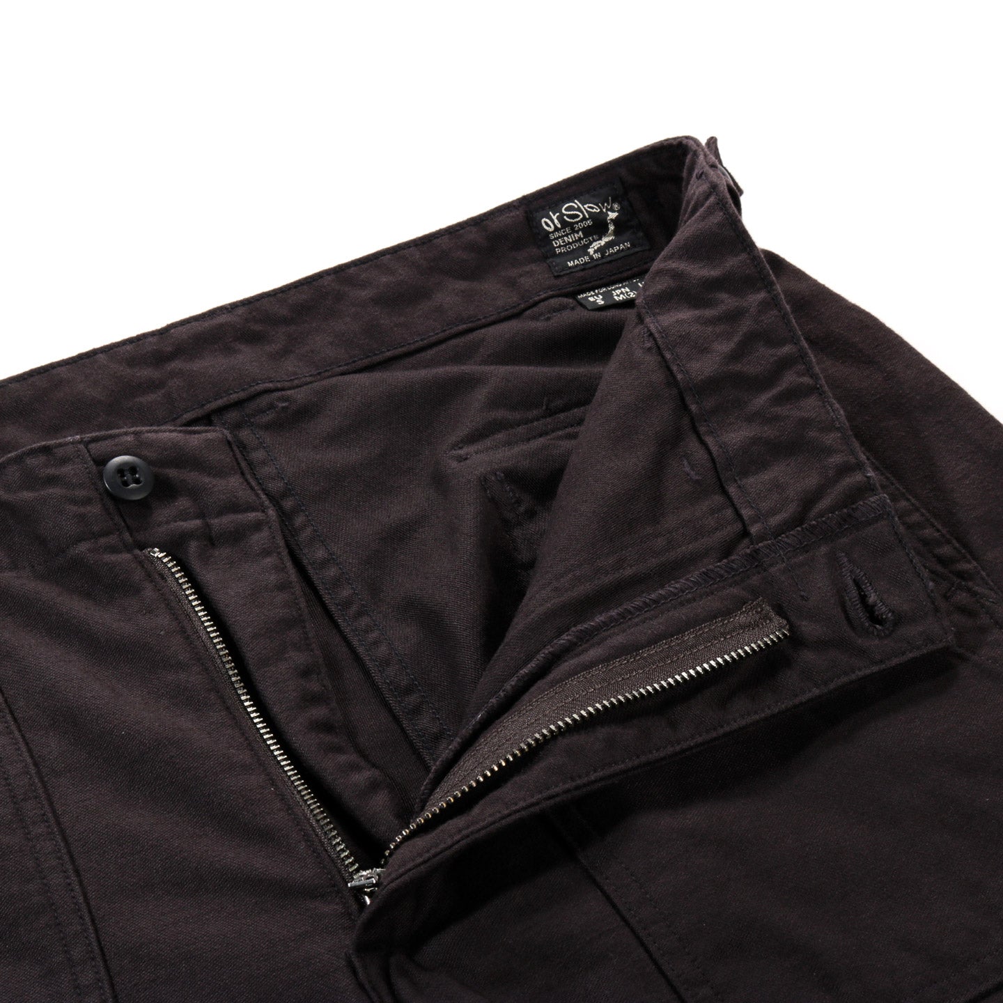 ORSLOW SLIM FIT FATIGUE PANTS BLACK REVERSE SATEEN