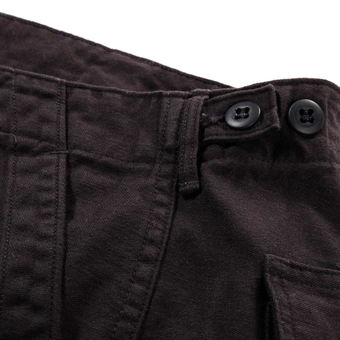 ORSLOW SLIM FIT FATIGUE PANTS BLACK REVERSE SATEEN