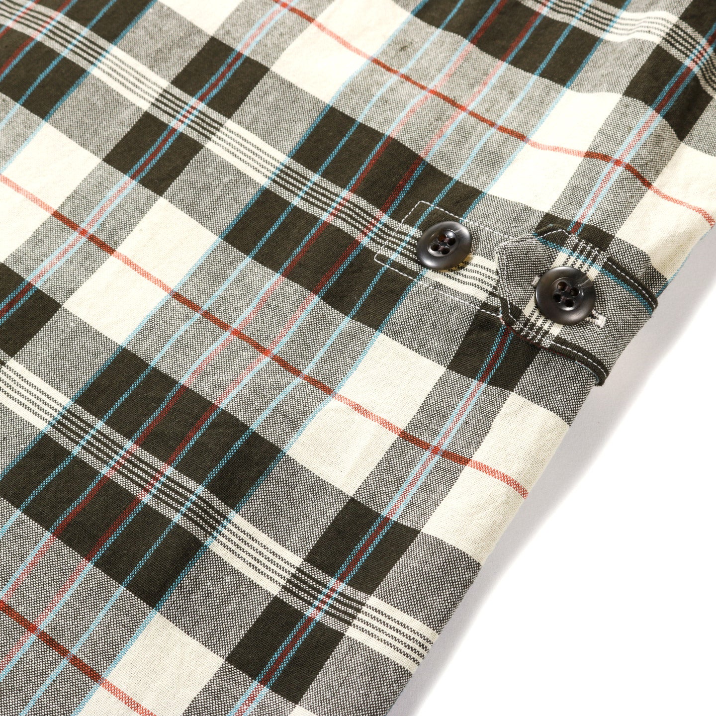 PHIGVEL MAKERS MADRAS SS SHIRT JACKET ECRU / OLIVE